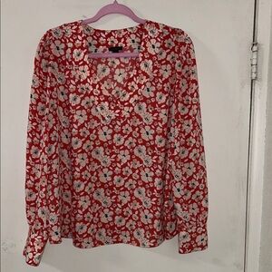 Ann Taylor Red Floral Blouse